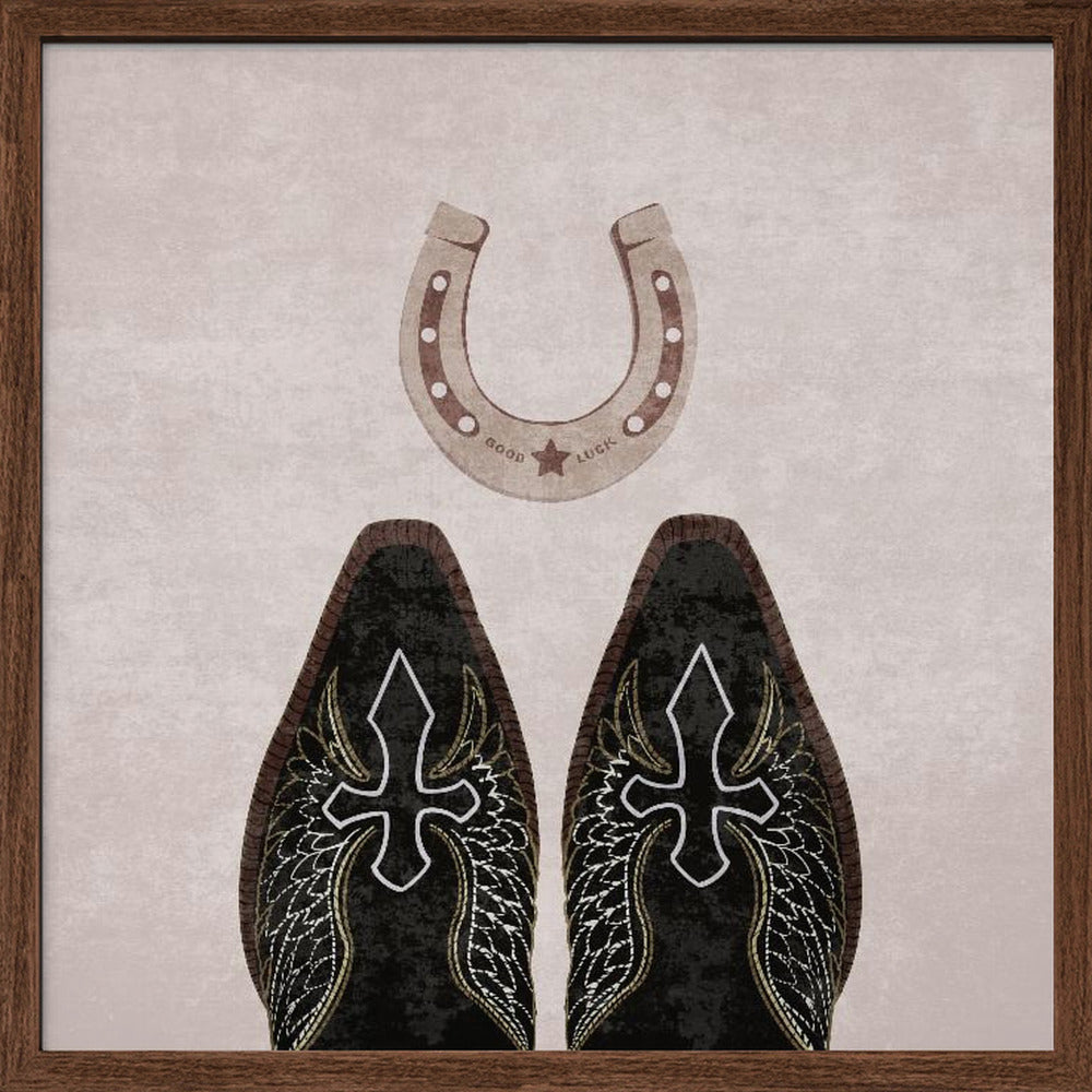 Cowboy Boots and Horseshoe Poster