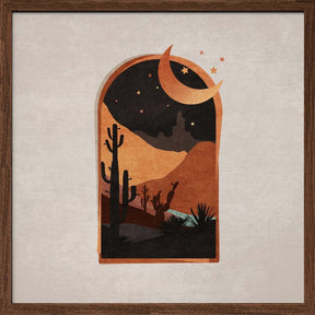 Window Desert Night and Moon Poster