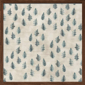 Teal watercolor ferns placed pattern Poster