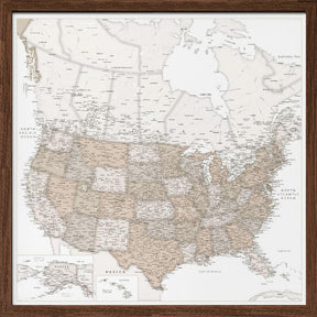 Highly detailed map of the United States, Louie Poster