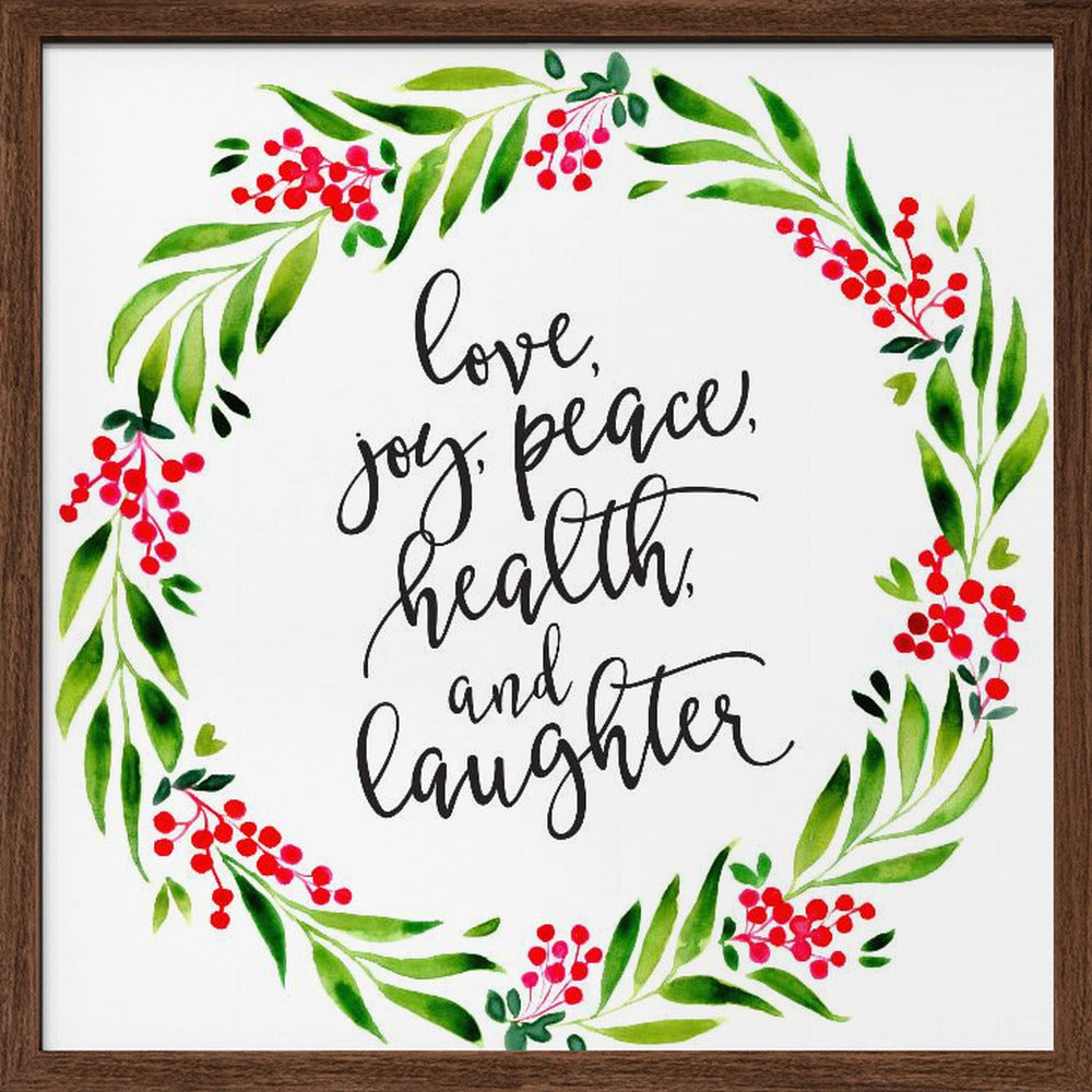 Watercolor wreath with holiday wishes Poster