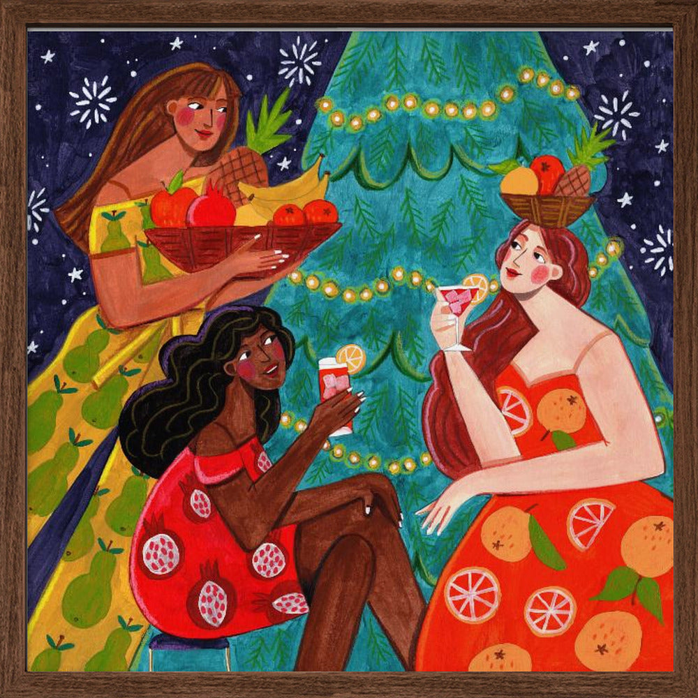 Festive Christmas fruit women Poster