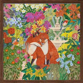 Foxes in the Garden Poster