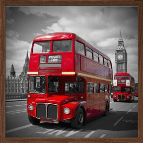 LONDON Red Buses on Westminster Bridge Poster