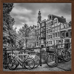 AMSTERDAM Flower Canal black &amp; white Poster