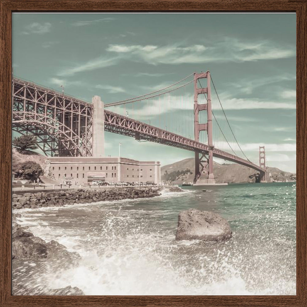 GOLDEN GATE BRIDGE Coastline Impression | urban vintage style Poster