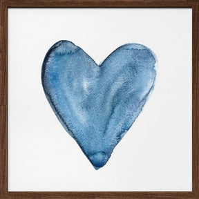 Watercolor heart blue Poster