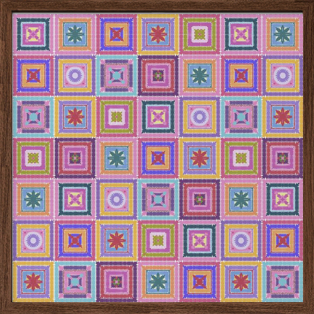 Colorful digital grandma squares I Poster