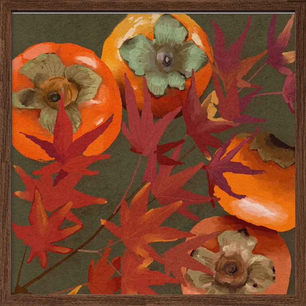 Persimmons and Maple Branch Poster