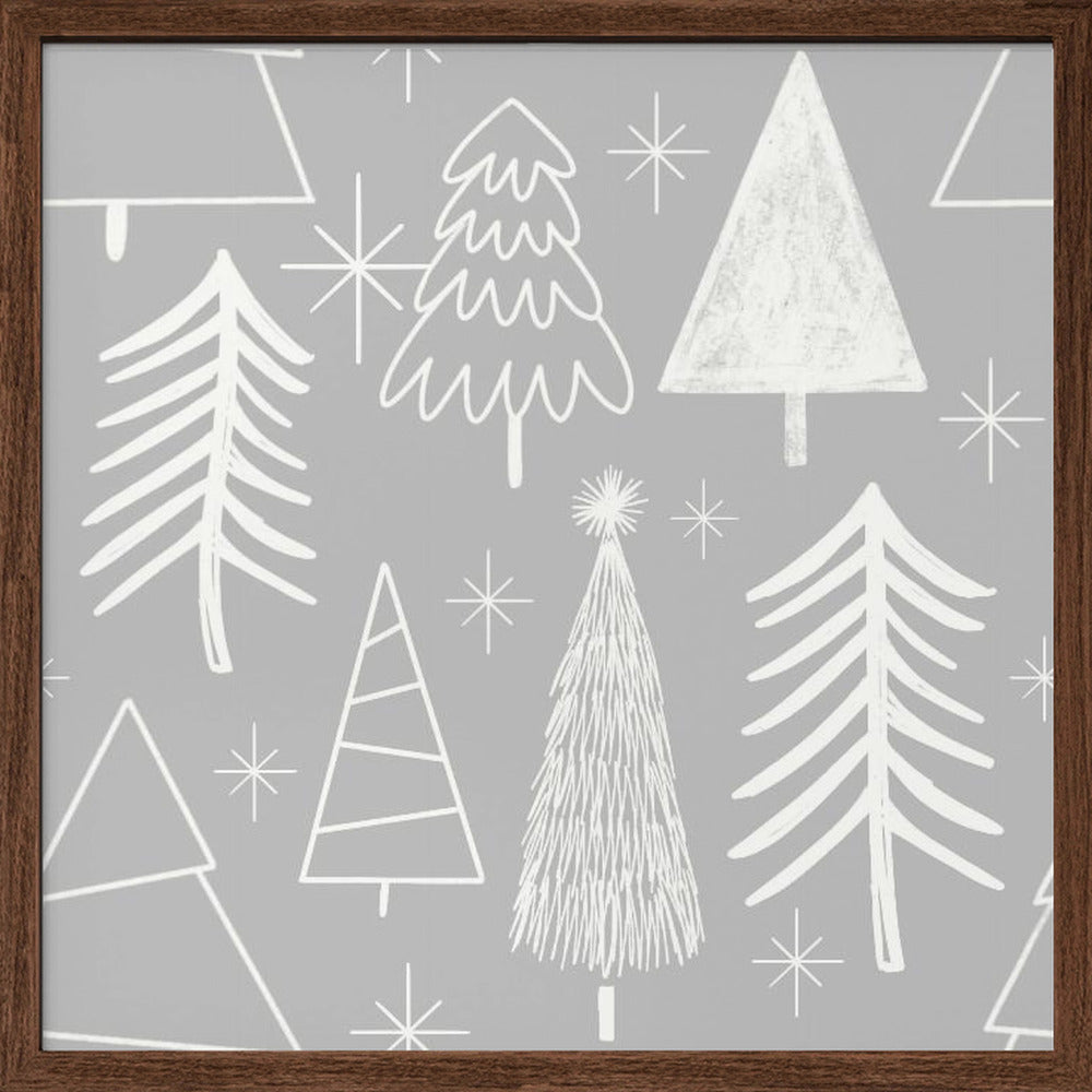 Christmas Tree Evergreen - Tree - Pine Tree Grey Poster