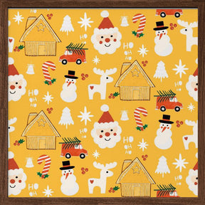 Holiday Christmas Santa Workshop Minimal Retro Yellow Poster