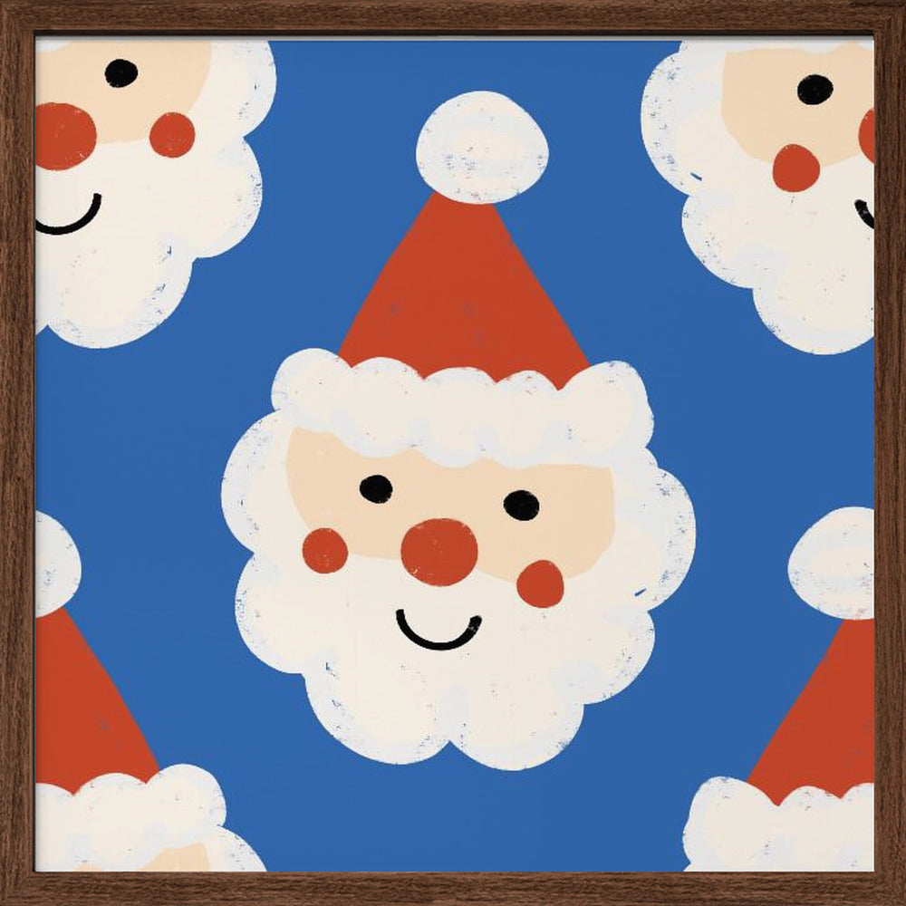 Santa Claus Retro Bold Blue Poster