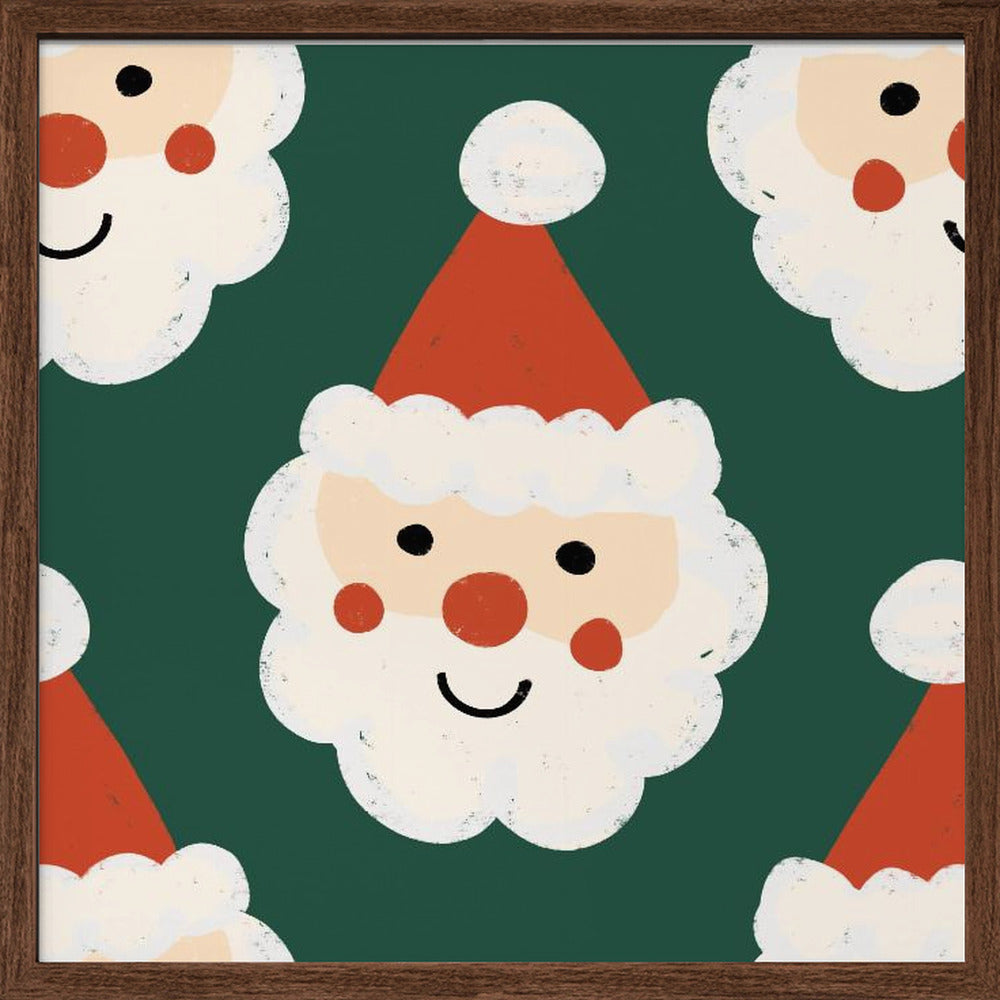 Santa Claus Retro Bold Green Poster