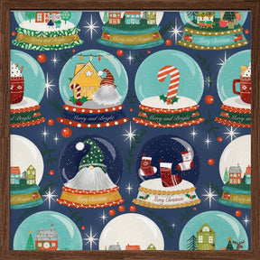 Christmas Snow Globe Navy Blue Poster