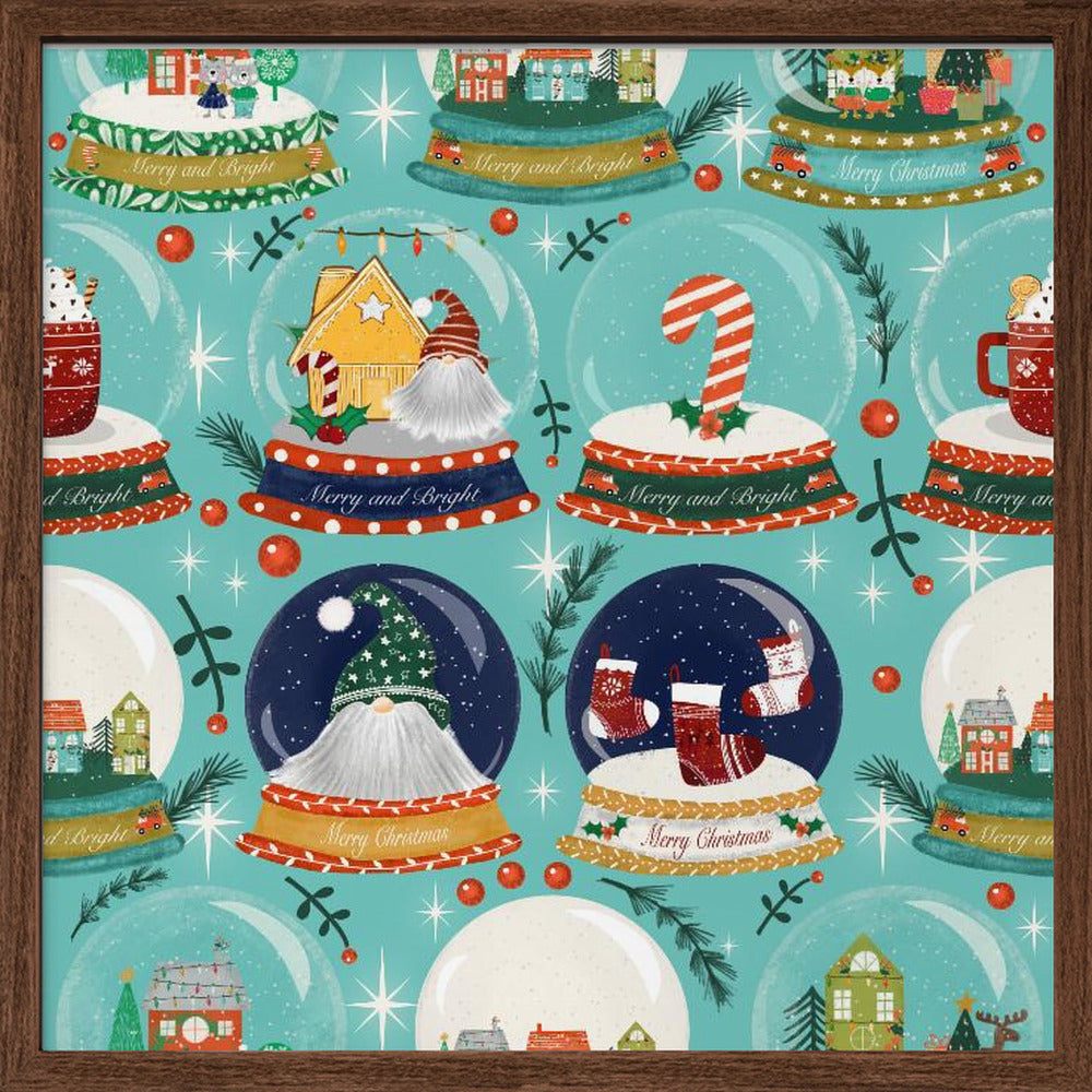 Christmas Snow Globe Baby Blue Poster