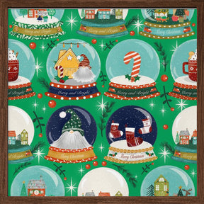 Christmas Snow Globe Green Poster