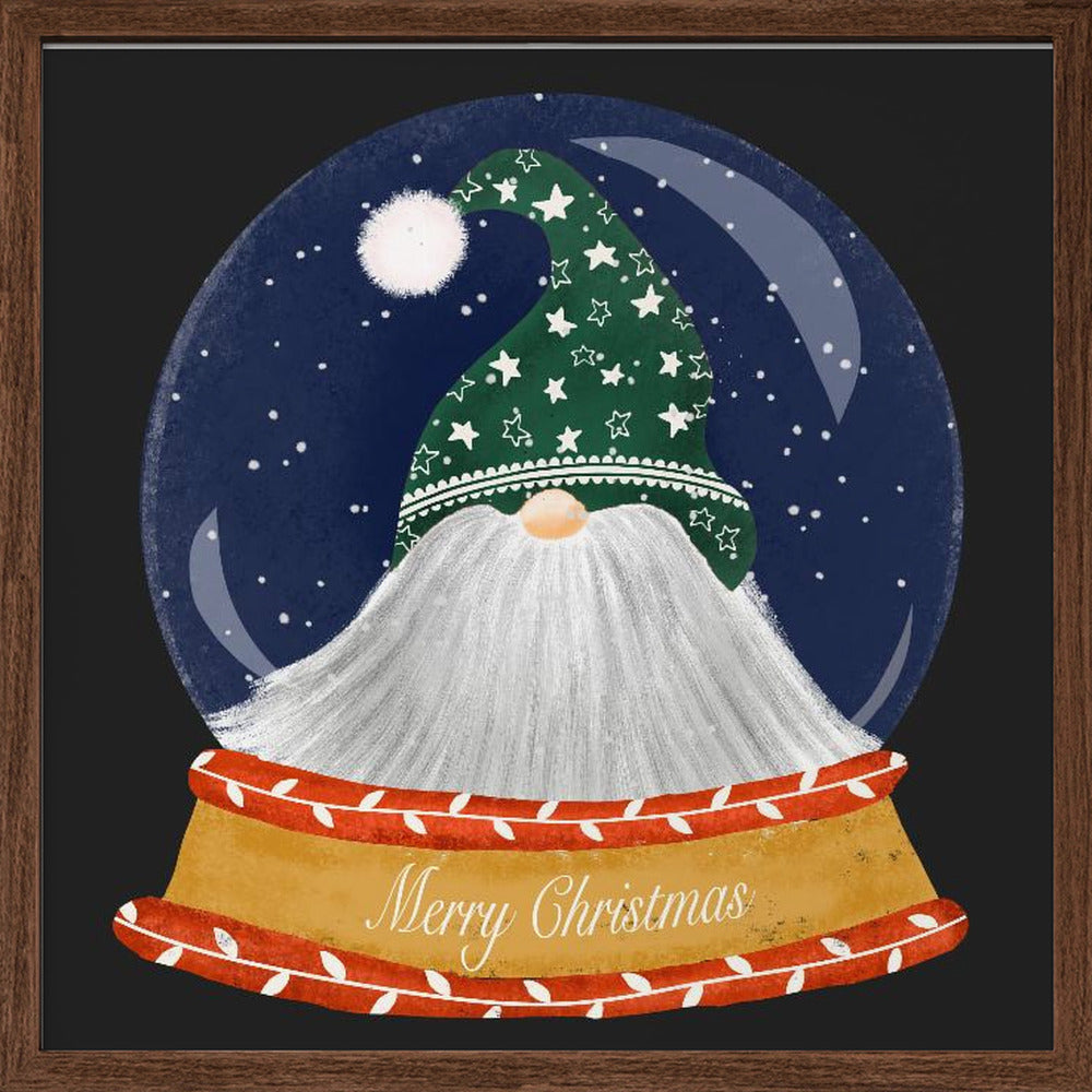 Christmas Santa Gnome Snow Globe - Merry Christmas Poster