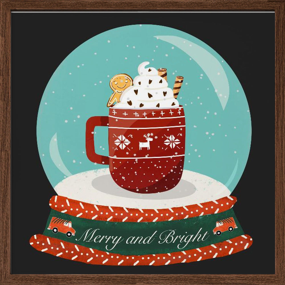 Hot Chocolate Snow Globe - Merry and Bright Poster