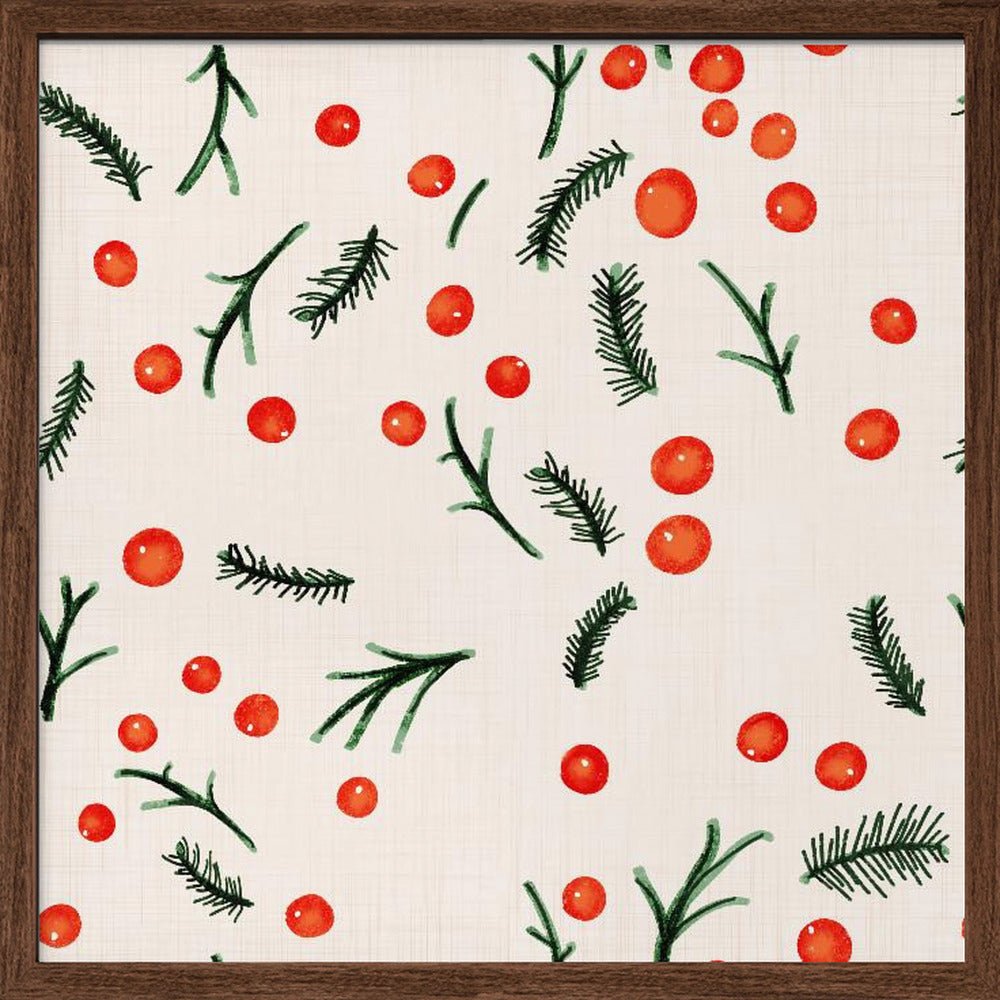 Holiday Branches &amp; Berries Beige Poster