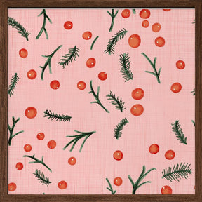 Holiday Branches &amp; Berries Pink Poster