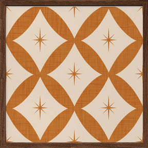 Atomic Star   Mid Century Starburst Mustard Brown Poster