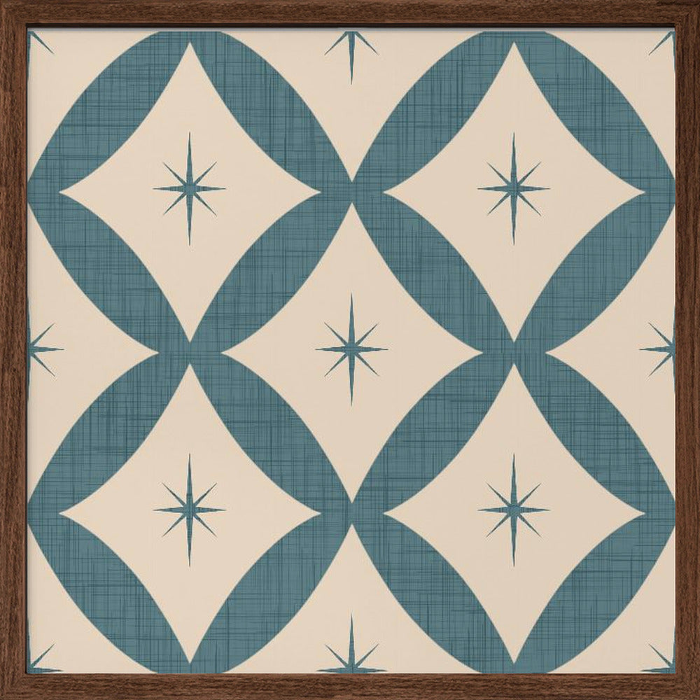 Atomic Star   Mid Century Starburst Slate Teal Poster