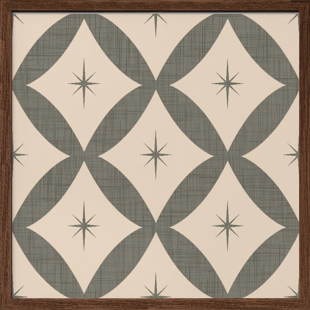 Atomic Star   Mid Century Starburst Taupe Poster