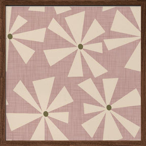 Geometric Floral Burst - Mid Century Flowers Mauve Poster