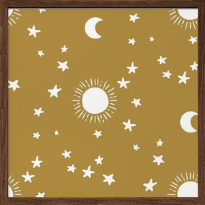 Celestial Dreamscape - Neutral Stars &amp; Shooting Stars Nursery-Golden Olive Poster