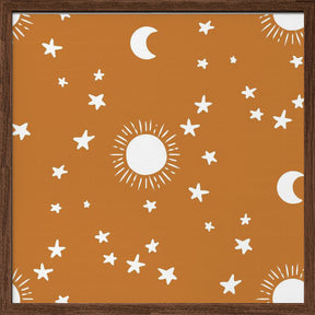 Celestial Dreamscape - Neutral Stars &amp; Shooting Stars Nursery- Ocher Poster