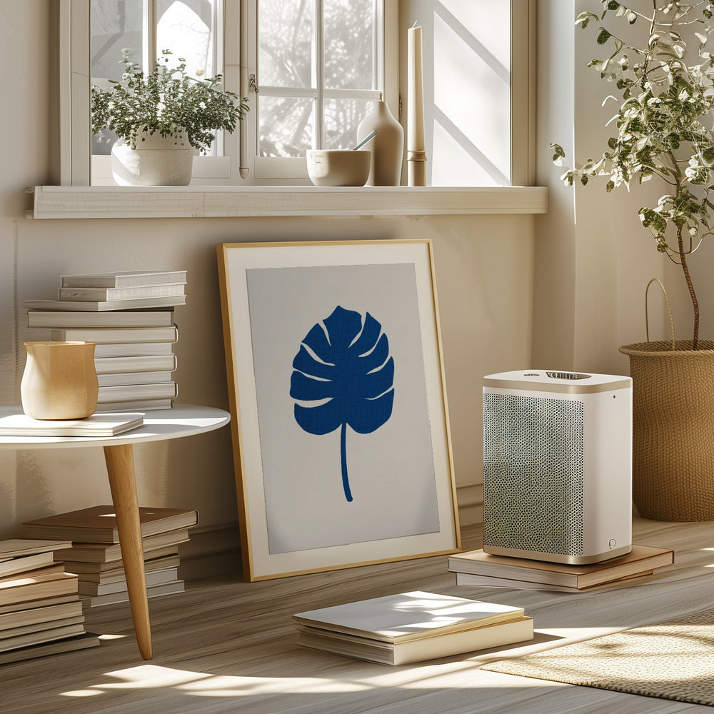 Monstera Canvas Blue Poster