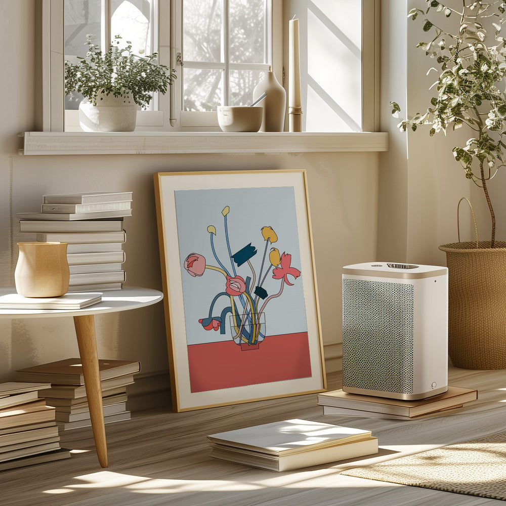 Flowers in a glass vase Poster