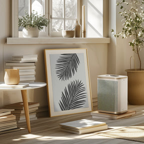 PALM LEAF 12 GRAPHITE GRAY Poster