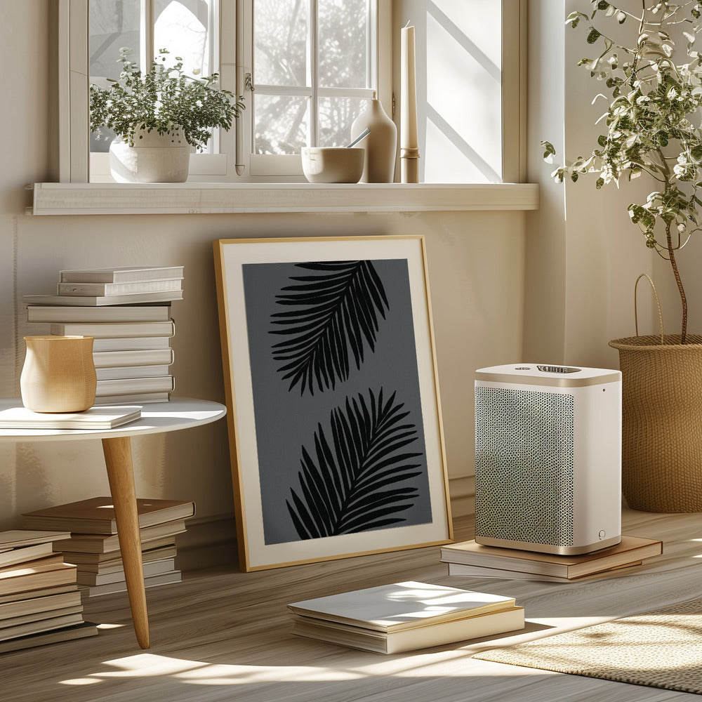 Palm Leaf Gray 02 Poster