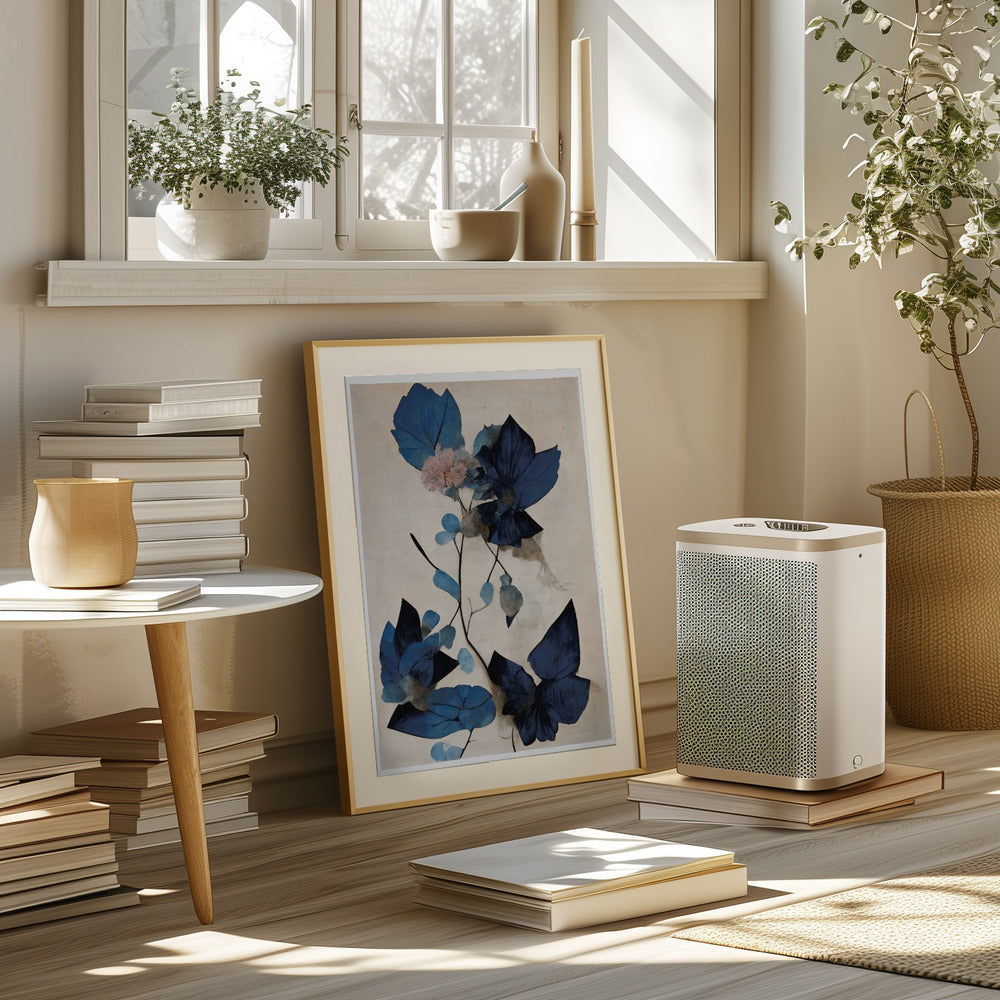 Blue Dry Flowers Poster