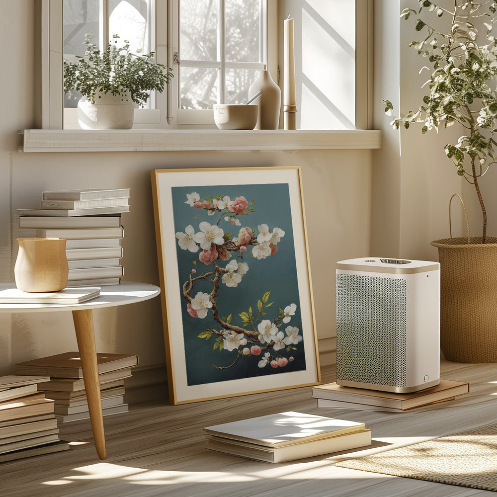 White Cherry Blossoms Poster