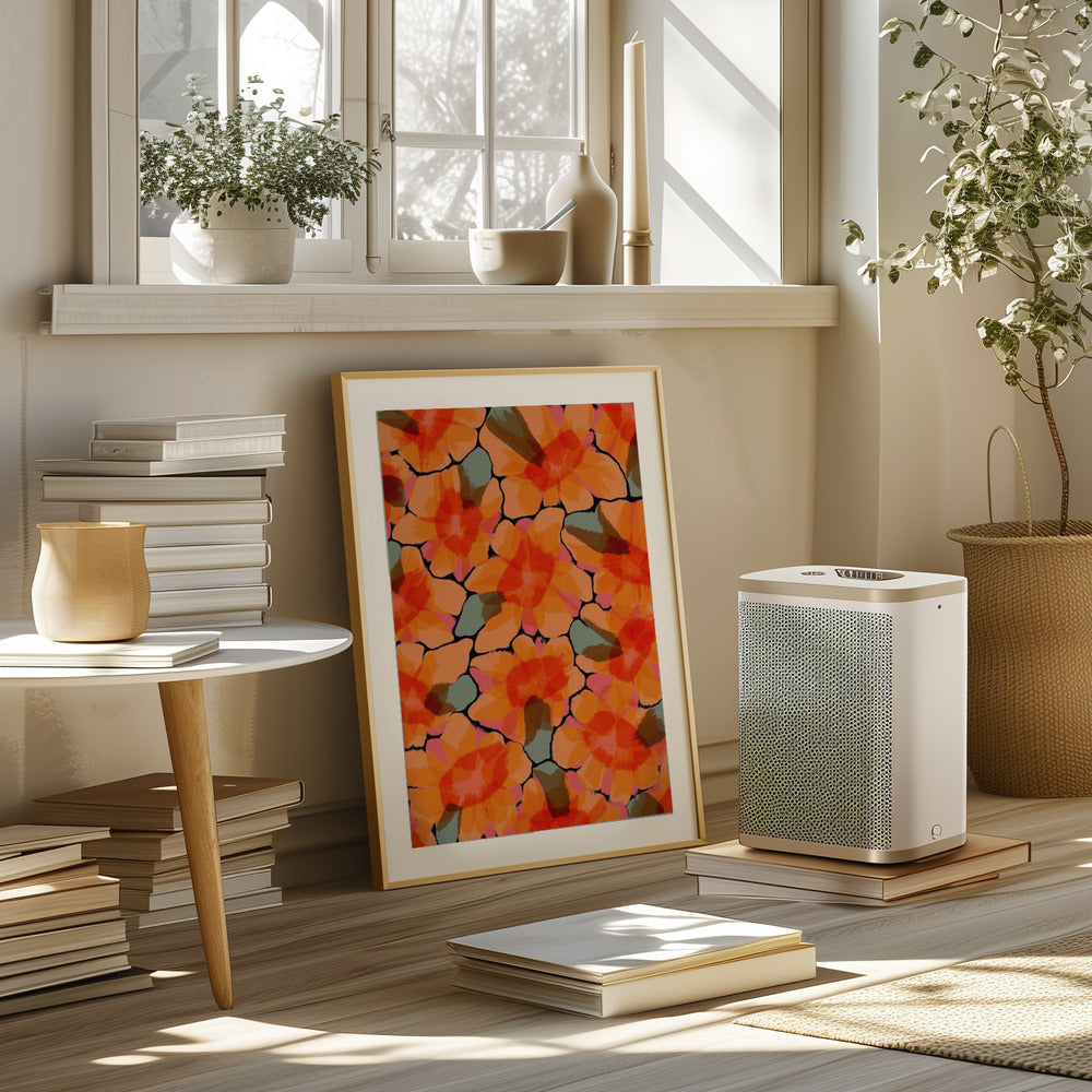 Orange Big Flowers Poster