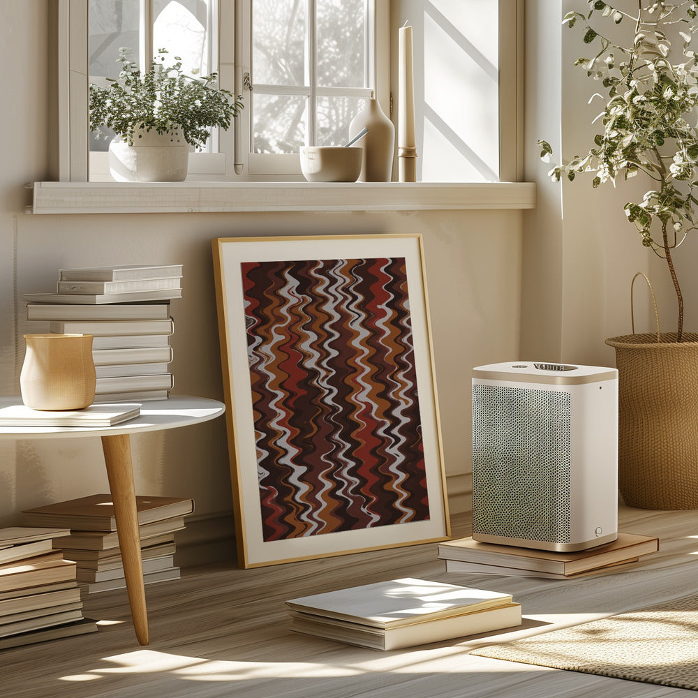 Red Earthy Waves Pattern Poster