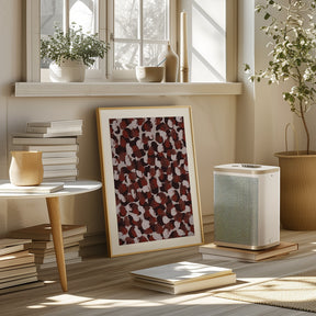 Red Beige Brown Dots Pattern Poster