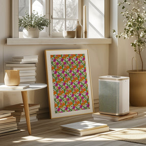 Stitched Flowers Pattern Poster