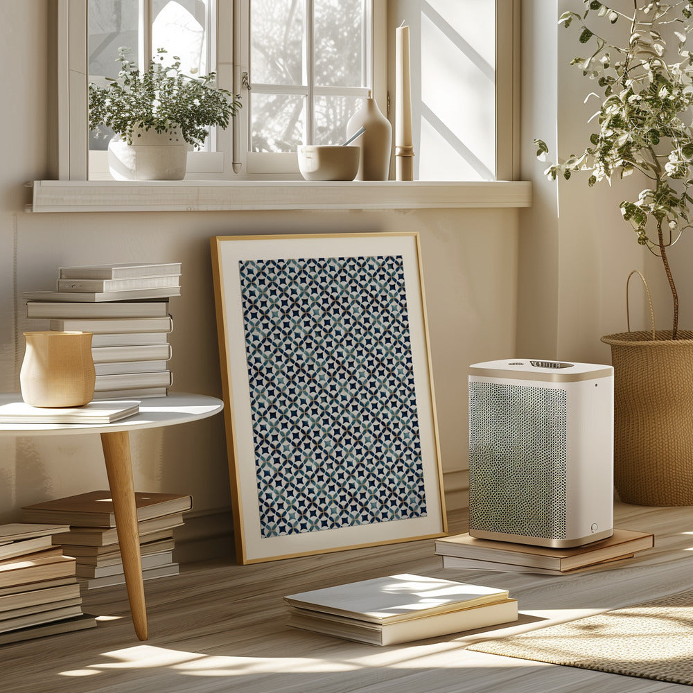 Vintage Blue Beige Pattern Poster