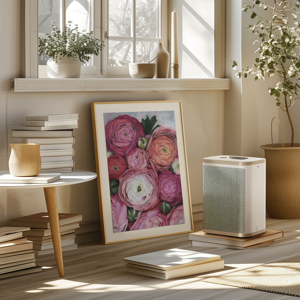 Arleth ranunculus bouquet in warm pink Poster