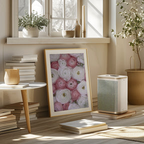 Scattered ranunculus in muted pink II Poster