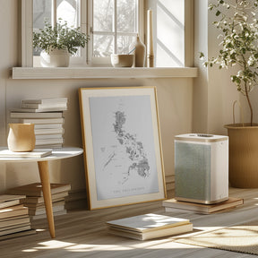 Gray watercolor map of Philippines Poster