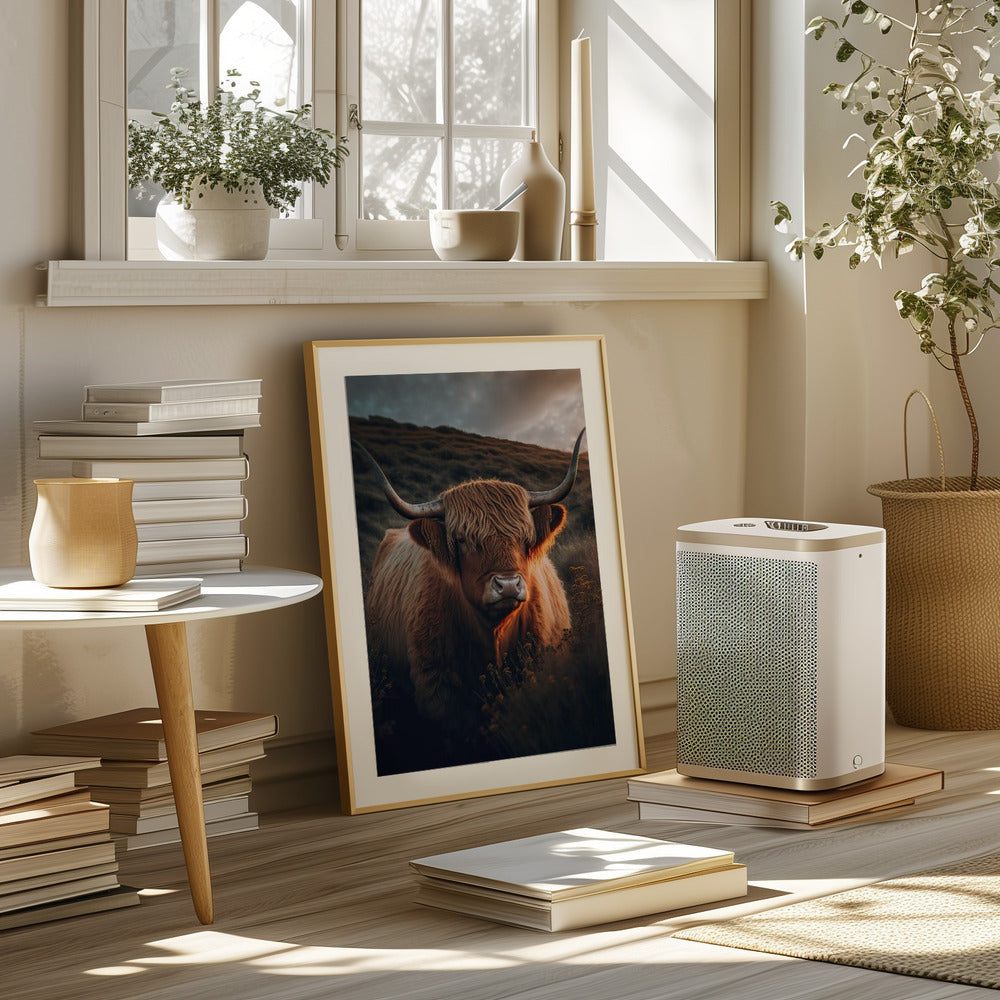 Highland Cow With Big Horns Poster