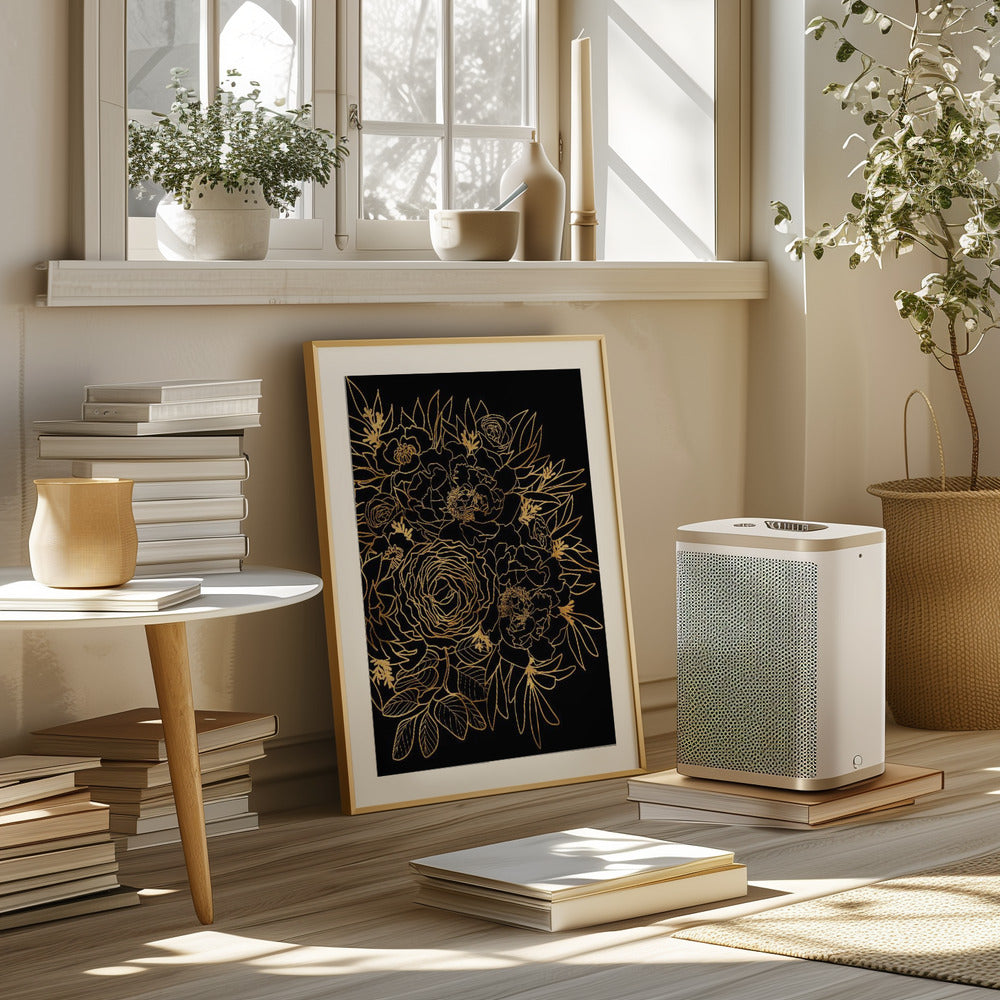 Nanette bouquet in gold and black Poster