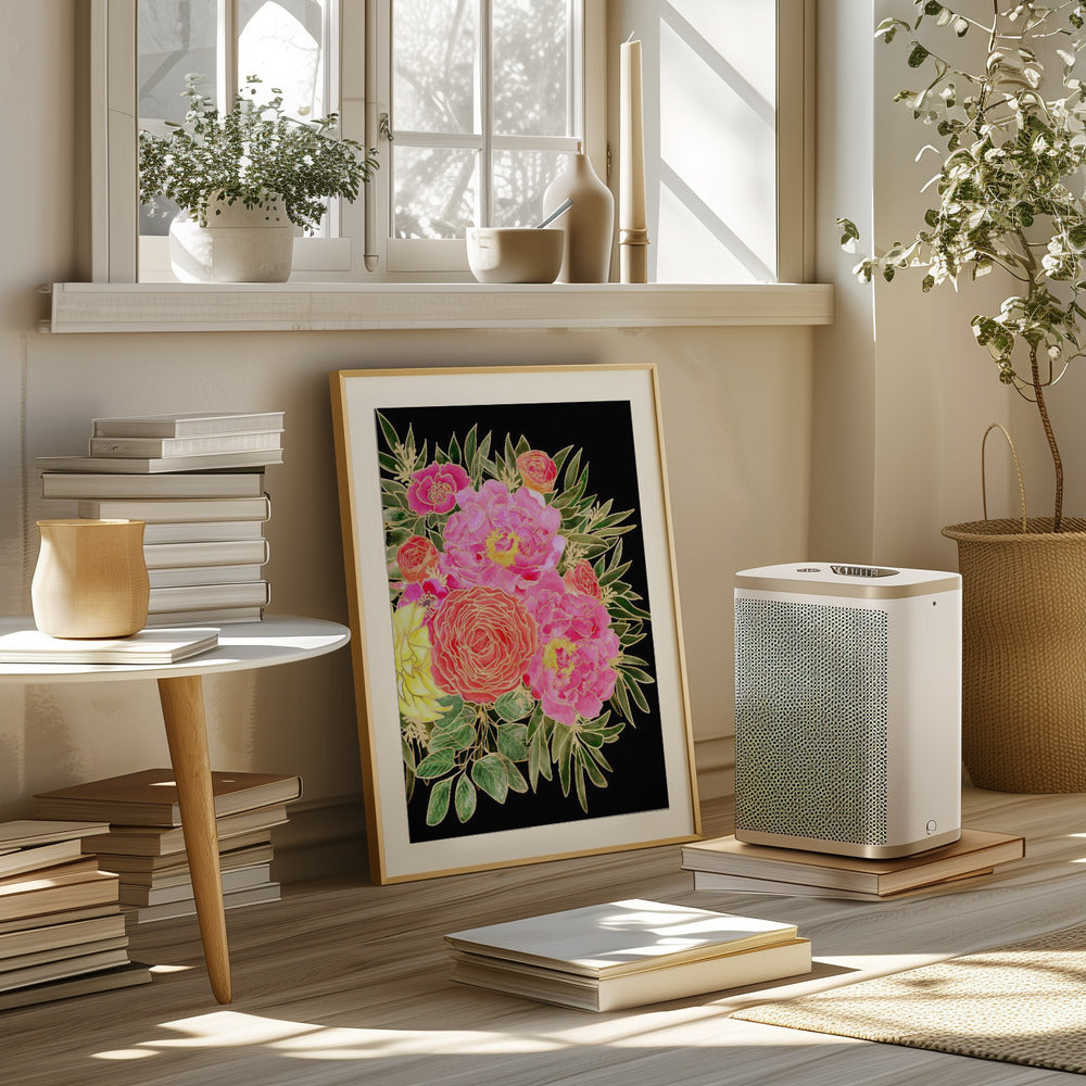 Nanette floral art in bright colors Poster