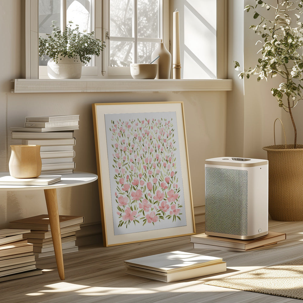 Field of pink flowers Poster