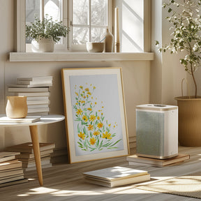 Yellow watercolor wildflowers Poster