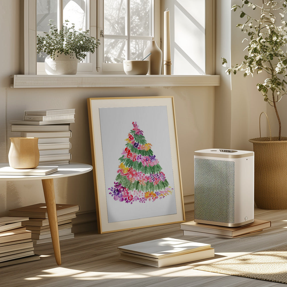 Floral watercolor Christmas tree Poster